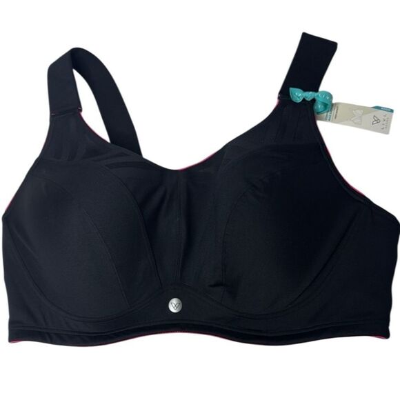 Lane Bryant Livi Black/Pink Convertible Max Support High Impact Bra. Size 42DDD. - Picture 1 of 11